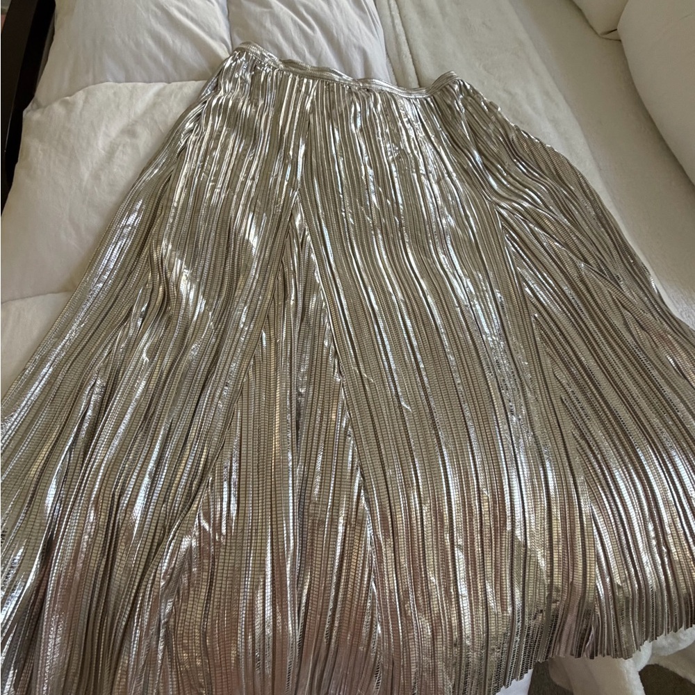 Maeve Metallic Silver A-Line Skirt - Picture 10 of 10